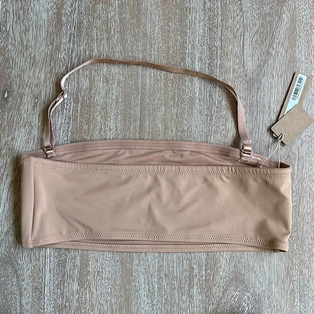 SKIMS Signature Swim Bandeau Bikini Top & Mid Waist Bottom Orche Bottom Size S